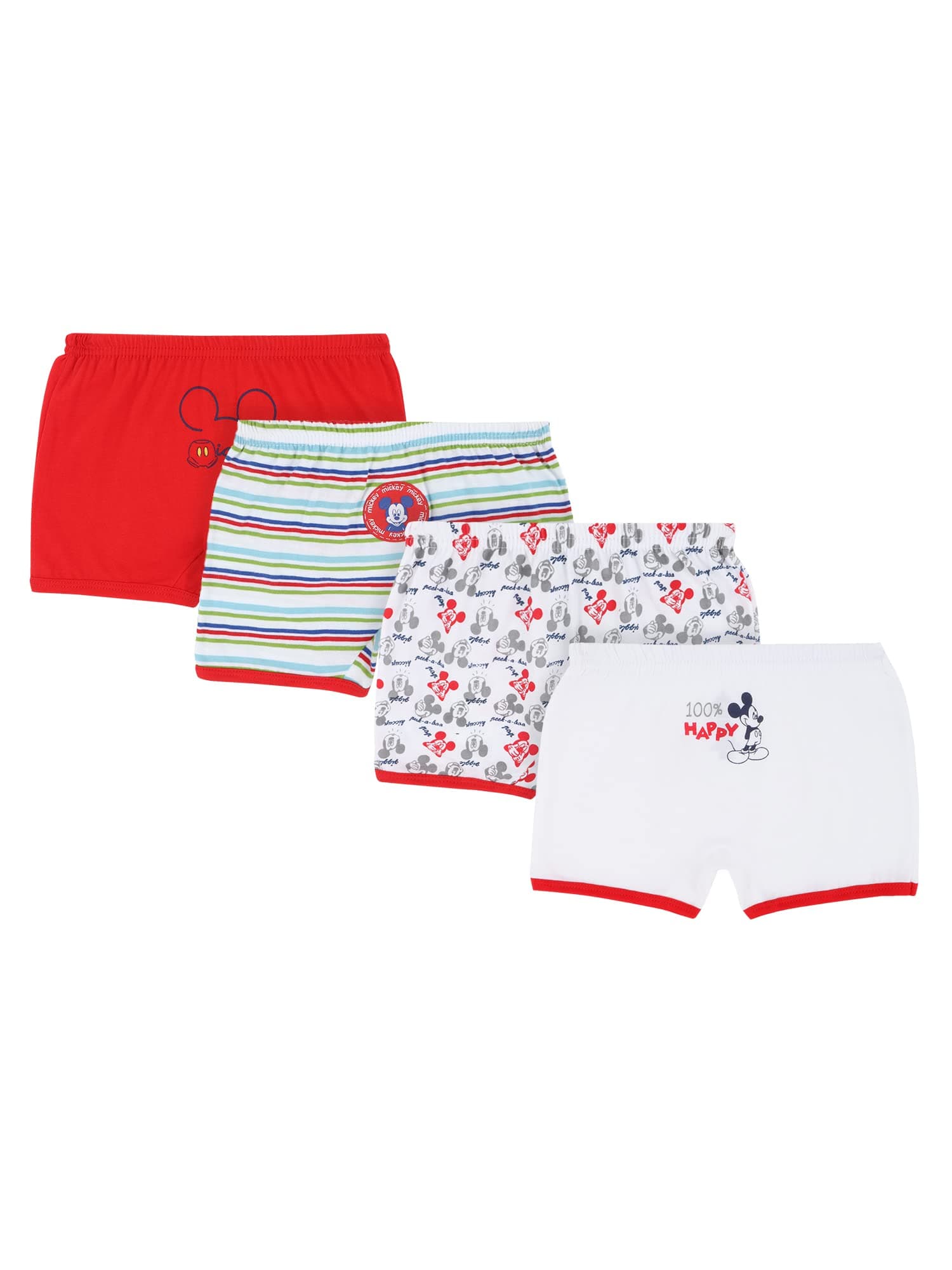 BODYCARE Cotton Mickey & Friends Boy's Trunk Solid Assorted Pack Of 4 (Color & Print May Vary)