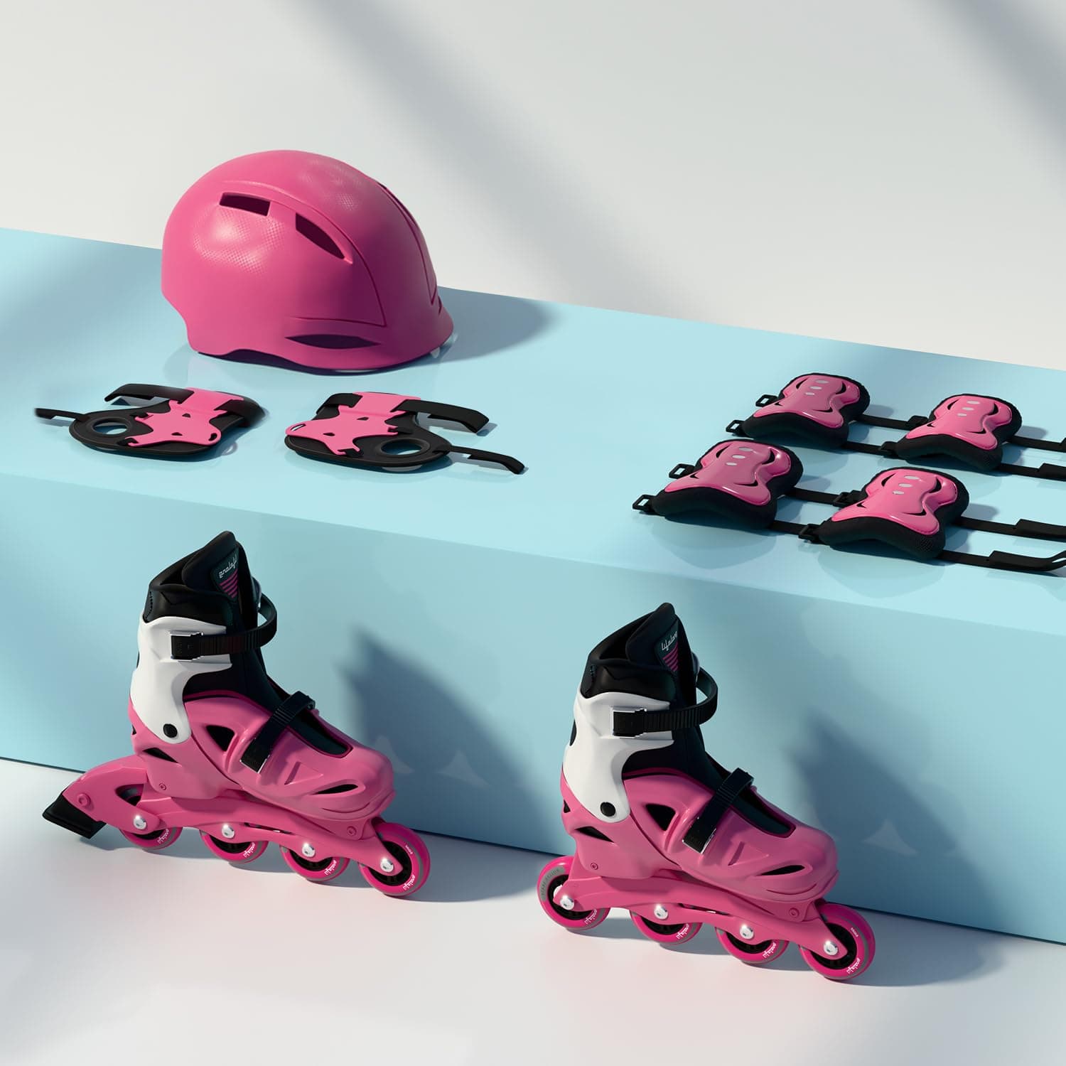Lifelong Inline Skates for Kids - Roller Skate Shoes-4 Wheels Inline Skates-Skating Shoes for Boys & Girls with Safety Kit- Skate Scooter- Liner Skates-1 Pair of Skates, Pink, L (23.5-26 cm)