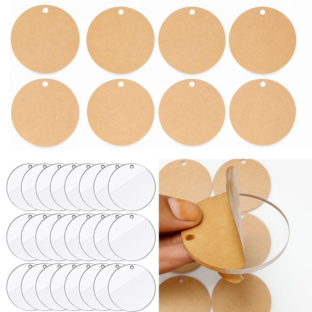 CHL Quality you can count on Acrylic Round Cutouts for Keychains Pack of 20 3mm Thick Transparent Blank Discs for DIY Crafts, Resin Art, Vinyl & Laser Engraving Projects