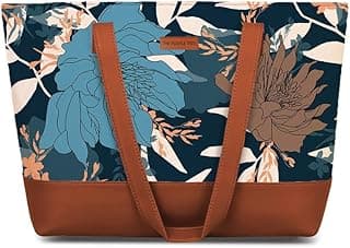 The Purple Tree Handcrafted Women's Tote Bag with Vegan Leather Handles & Indian Prints, Shoulder Tote Bag and Handbag for Office and College (Pack of 1)