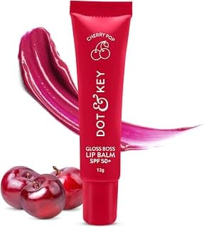 DOT & KEY Cherry Lip-Balm SPF 50 (12gm) | Moisturization |For Smooth and Brightening | Shea Butter with Vitamin E | Tinted Lip-Balm for Glossy, Buttery Soft Lips | with Vitamin C for Dark Lips | For Women
