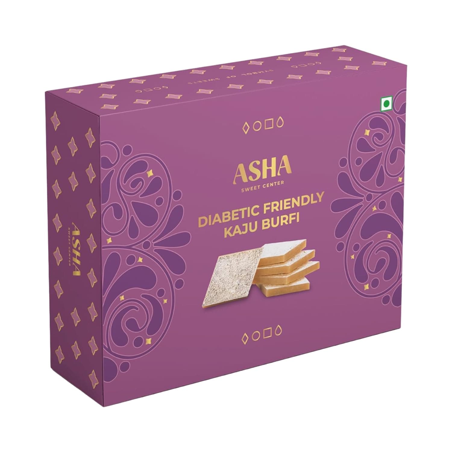 ASHA SWEETS Premium Handcrafted Diabetic Friendly Kaju Katli-250gm|Authentic Indian Cashew Barfi Made With Fresh Cashew & Low GI Sugar|Exclusive Sweet Gift Box For Any Occasion & Celebration|Pack of 2