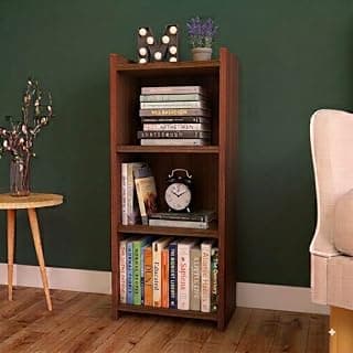 ECOLINE 3 Tier Bookshelf for Home | Wooden Storage Rack, Walnut Brown | Multipurpose engineered wood bookcase. Ideal as a storage rack and display shelf for living room, bedroom, office & kitchen.
