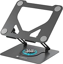 Portronics My Buddy K11 Metal Laptop Stand with 360° Rotation, Height & Angle Adjustable, Foldable Design, Improves Air Flow, Carbon Steel Body, 10 kg Max Weight for Laptops & MacBook (Black)