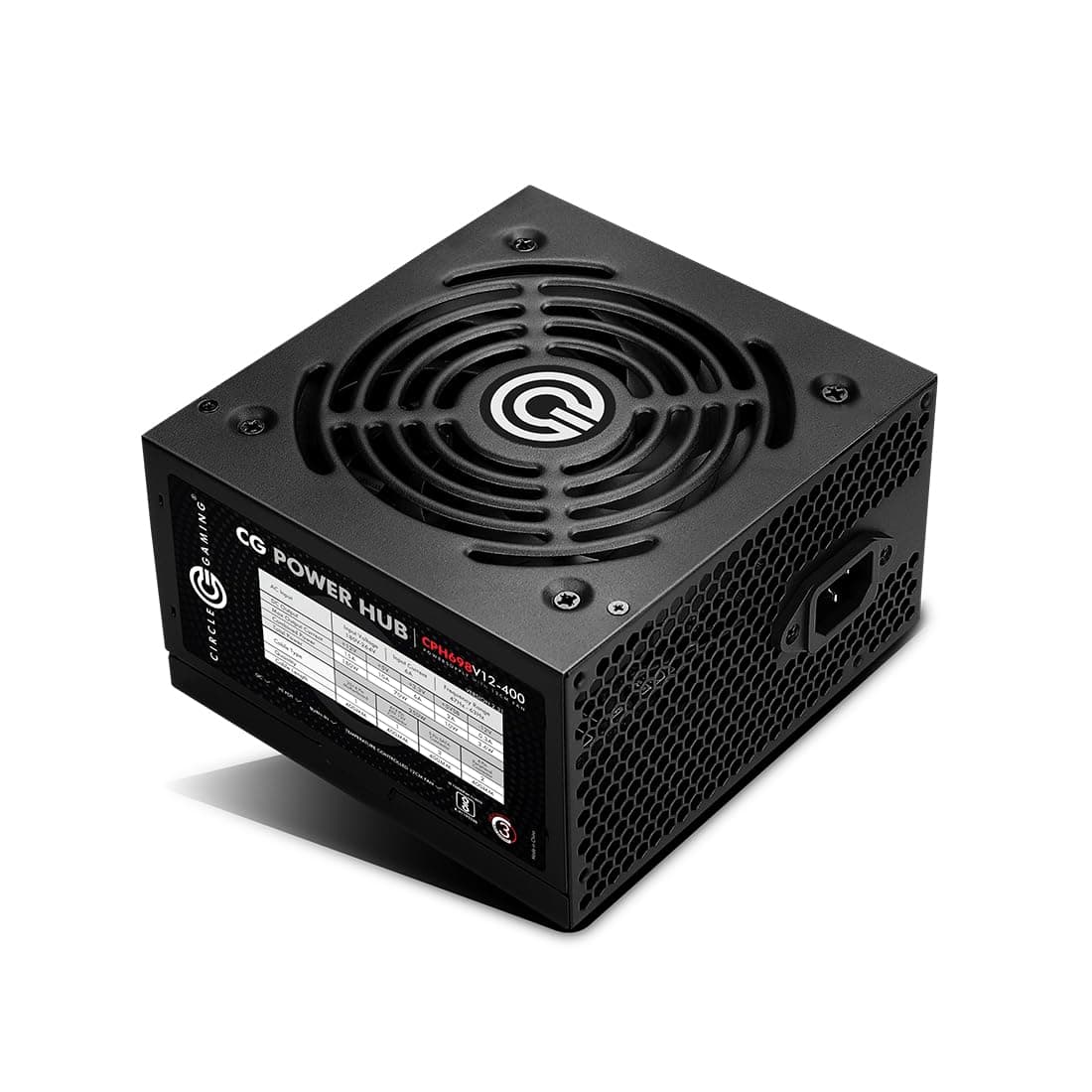 Circle CG RAW Power 400 WATTS Gaming Power Supply/PSU - Non-Modular | 120mm Black Fan | with Active PFC, Flat Black Cables | 400 Watt -Black