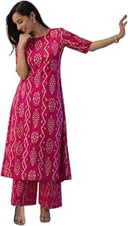 ANNI DESIGNER Co Ord Set for Women Viscose Printed | A Line Kurta Palazzo Set for Woman | Round Neck Elbow Sleeve Ethnic Dress Stylish Coord Outfit Trendy Womens Clothing