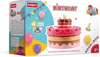 Fundough Funskool Birthday, Play Set for Kid, 4 Colorful Tubs of 50g Each (200g Total), Learning, Fun & Engaging Activity, Multicolour, Gift Set for Kids, Age 3+ Years
