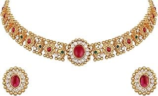 Shining Diva Fashion Latest Stylish Design Fancy Traditional Necklace Jewellery Set for Women (16637s)