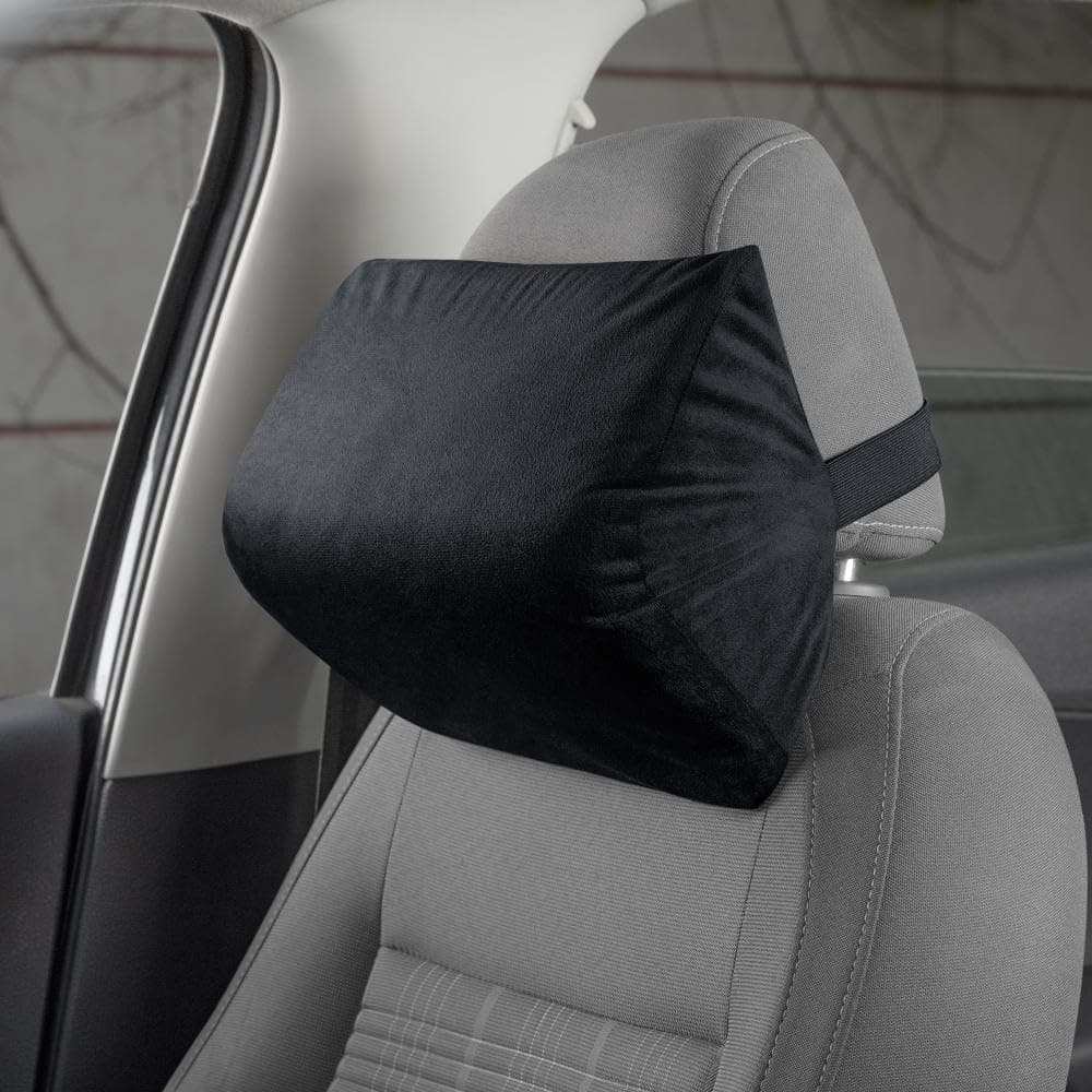 Wakefit Neck Pillow for Car | 2 in 1 Car Neck Pillow | Car Neck Rest, Head Rest Pillow, Neck Rest, Neck Pillow Memory Foam, Medium (Black - Set of 1)