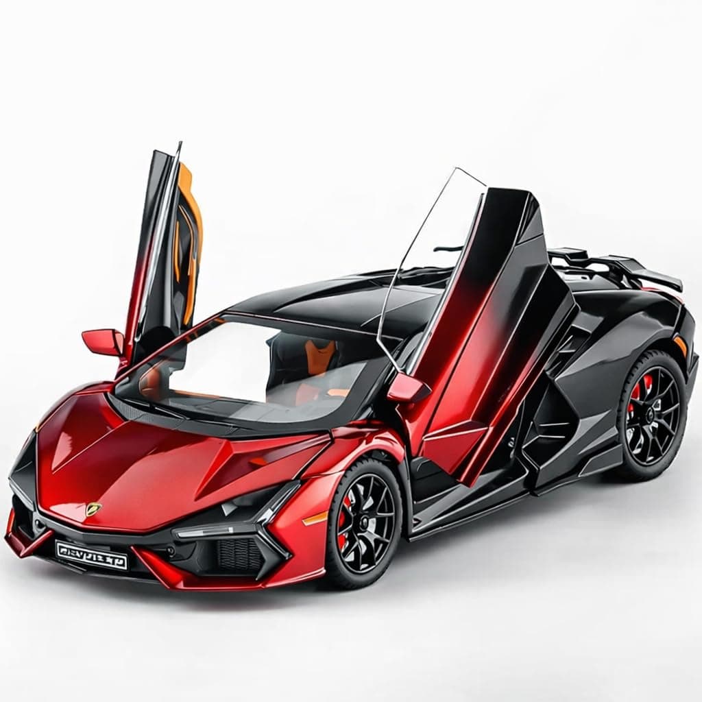 Invite Enterprise 1:24 Lamborghini Revuelto Diecast Metal Pull Back Car – 4 Openable Doors with Sound & Light | Perfect Toy Decoration & Gift for Kids【Red-Color】