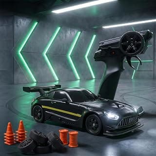 L.O.T Toys Shadow RC Drift Car | 4WD 20Kmph, 2.4Ghz 100m Long Range Remote, Race-Ready ABS Body, Proportional Steering, Multi-Mode LED Lights (Asphalt Black)