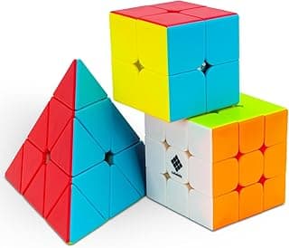 Cubelelo Drift 2x2, 3x3 & Pyraminx Cube Combo (Stickerless) | Ideal for Kids Above 3 4 5 6 Years Old Boys Girls | 3 in 1 Speedcube Gift Set | High Speed Puzzle 3x3x3 2x2x2 Pyramid Triangle