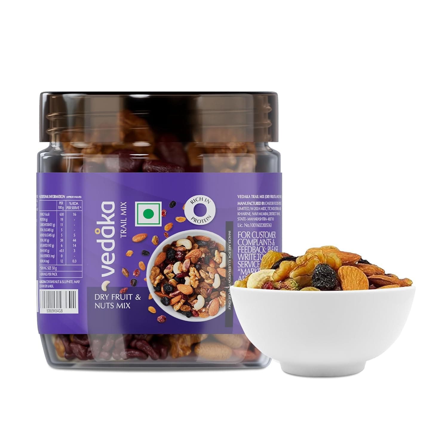 Amazon Brand - Vedaka Dry Fruits and Nuts Mix |200 gm | Almond, Cashew, Walnut, Pistachio, Cranberry and Raisin | Healthy Snacking