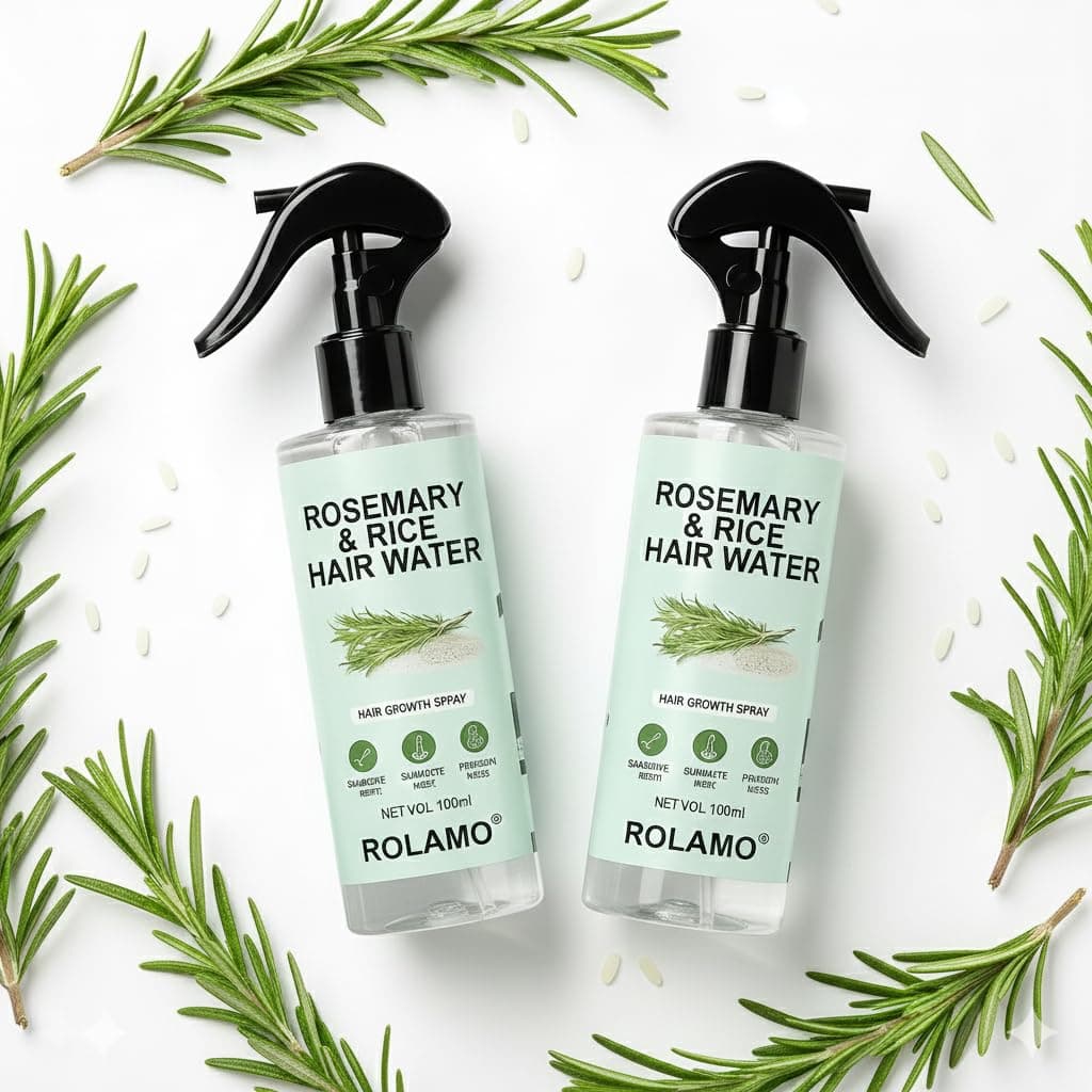 ROLAMO Rosemary Hair Spray For Hair Growth & Hair Thickness with Rice Water |100% Natural Extract | Soft & Smooth | Controls Hairfall| Non-Greasy & Fast Absorbing (100 ml)