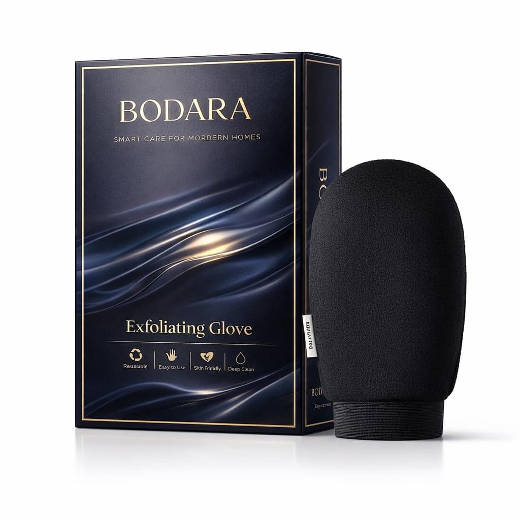 BODARA Body Exfoliating Glove - Pure Viscose Fibre, Double-Layered Exfoliating Body Glove for Dead Skin, Tan Removal for Face and Body