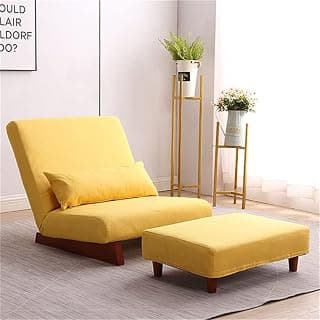 Borneo | Floor Sofa | Recliner Sofa | Single Seater Sofa | Low Sitting Couch | Floor Seating Couch (Borneo with Pouffe, Yellow)