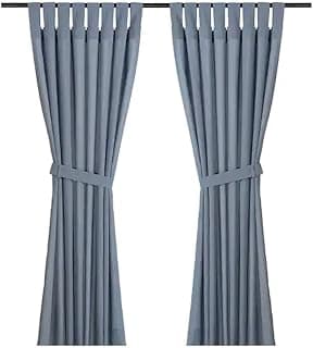 Ikea Little Loved Corner Ditte Curtains with Tie-Backs, 1 Pair, Light Blue, 145x150 cm