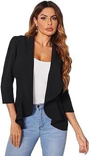 KOTTY Women's Lightweight Open Front Blazer – Draped Waterfall Longline Blazer Style