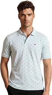 Louis Philippe Men's Regular Fit Light Weight & Breathable Classic Sophisticated Texture Print Half Sleeve Polo Tshirt