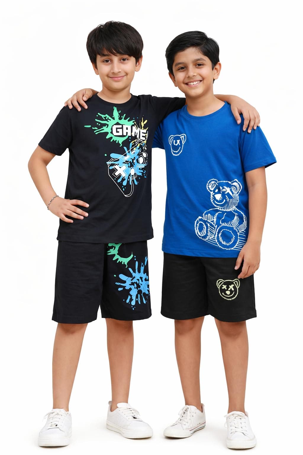 Boys Summer Combo Co-ord set/Set of 2 Clothing Set/Casual wear Halfsleeves Cotton Solid/Printed T-shirt & Shorts Set