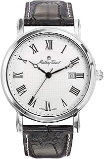 Mathey-Tissot Mathey-Tissot Leather Swiss Made Analog White Dial Men Watch - Hb611251Abr, Black Band
