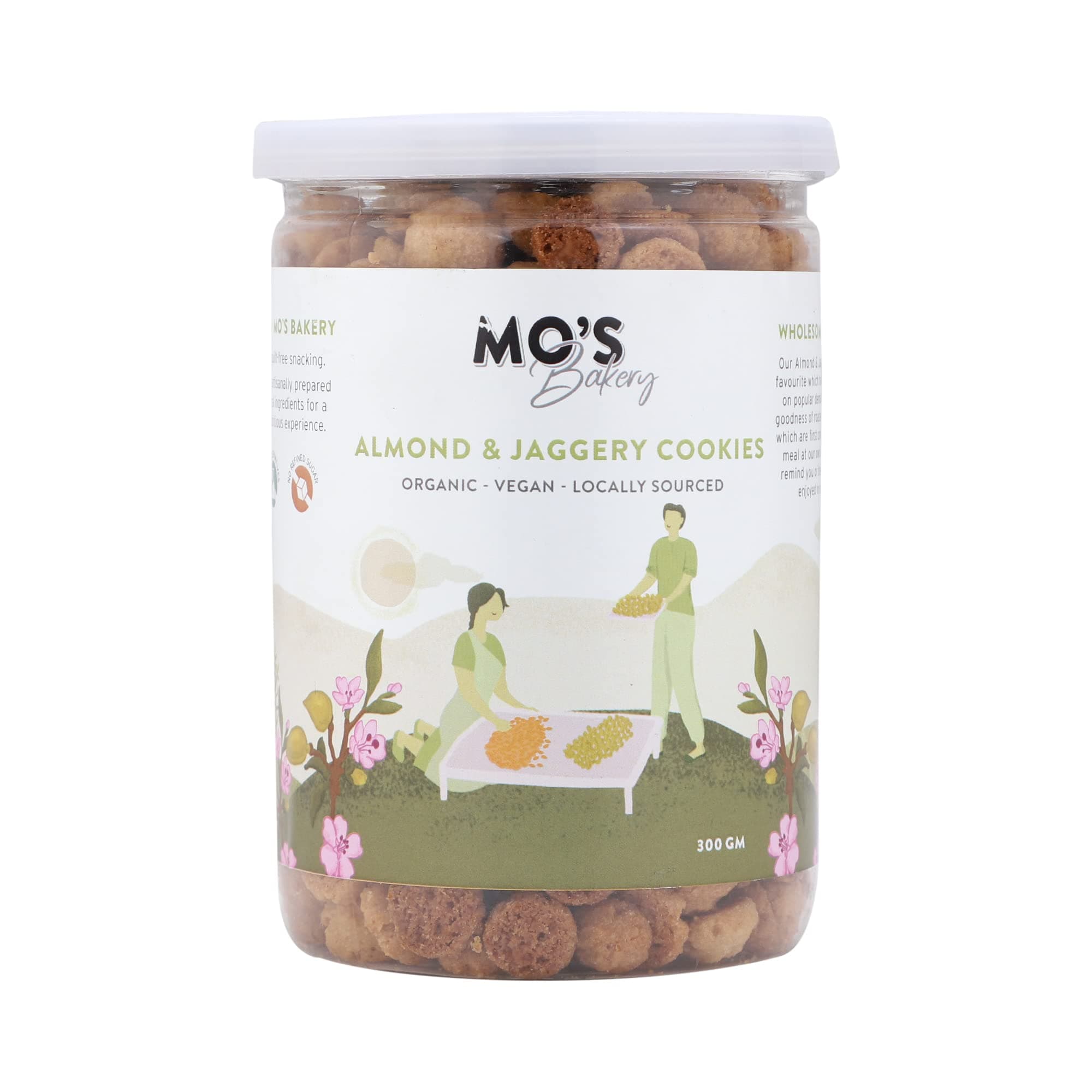 Mo's Almond & Jaggery Cookies, 300 G | Vegan | Rich in Taste and Nutrition | 100% Natural & Preservatives Free | High Fiber & Diabetic Friendly Cookies