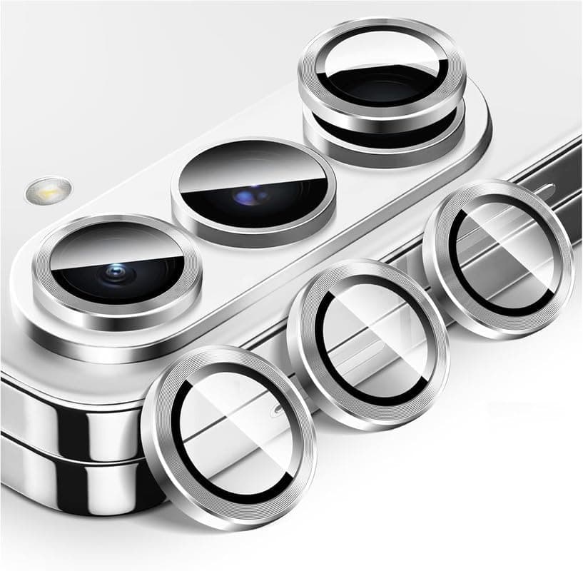 Amazon Brand - Solimo Camera Glass Lens Protector Ring for Samsung Galaxy Z Fold 6 Case Friendly with Edge to Edge Coverage and Easy Installation (Silver)