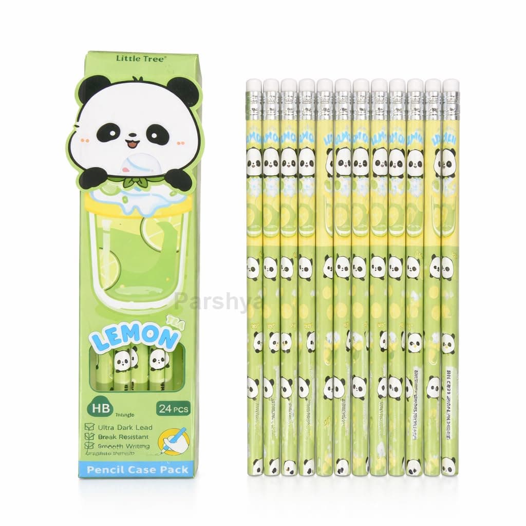 Parshya Cute Panda HB Pencil Set for Kids with Storage Case, 24 Pcs Writing Pencils, Break Resistant Dark Lead, Smooth Writing School Stationery, Birthday Return Gift, Back to School Supplies