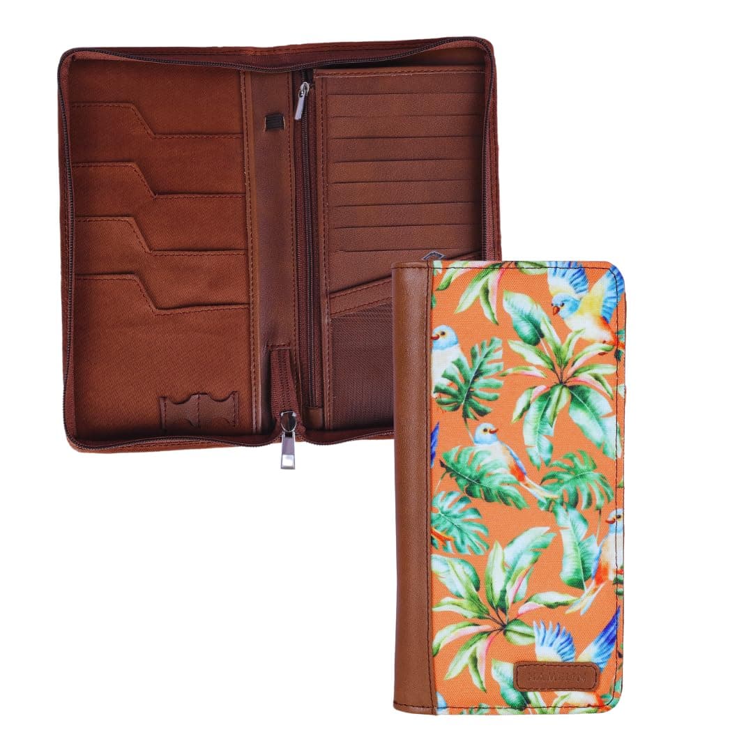 HAMELIN Unisex Vegan Leather Passport Holder |RFID Blocking Technology|Passport Holder For Family 4|Travel Organiser,Pasport Pouch Case for Men,Women|4 Pasport Cover Slots & 8 Card Slots|Coral Flutter