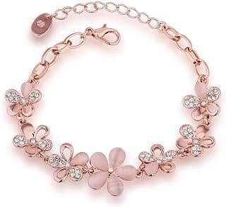 Shining Diva Fashion Latest 18k Rose Gold Stylish Bracelet Earrings Combo Jewellery For Women and Girls