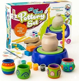 FUN NATION Pottery Making Kit for Kids | Battery Operated Pottery Wheel with Clay, Tools, Paints & Brushes | DIY Art & Craft Kit | Creative Gift for Boys & Girls