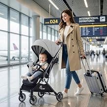 R for Rabbit Pocket Air Stroller Baby Stroller|Portable Travel Friendly Pre-Installed Stroller & Pram for Newborn Baby Boys & Girls of Age 0 to 3 Years (Grey)