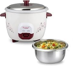 Prestige PRWO ?1.5 litreRice Cooker with Dual control panel|Detachable power cord|Durable body|Cool touch handles|Red|1 year warranty on product & 5 years warranty on heating plate