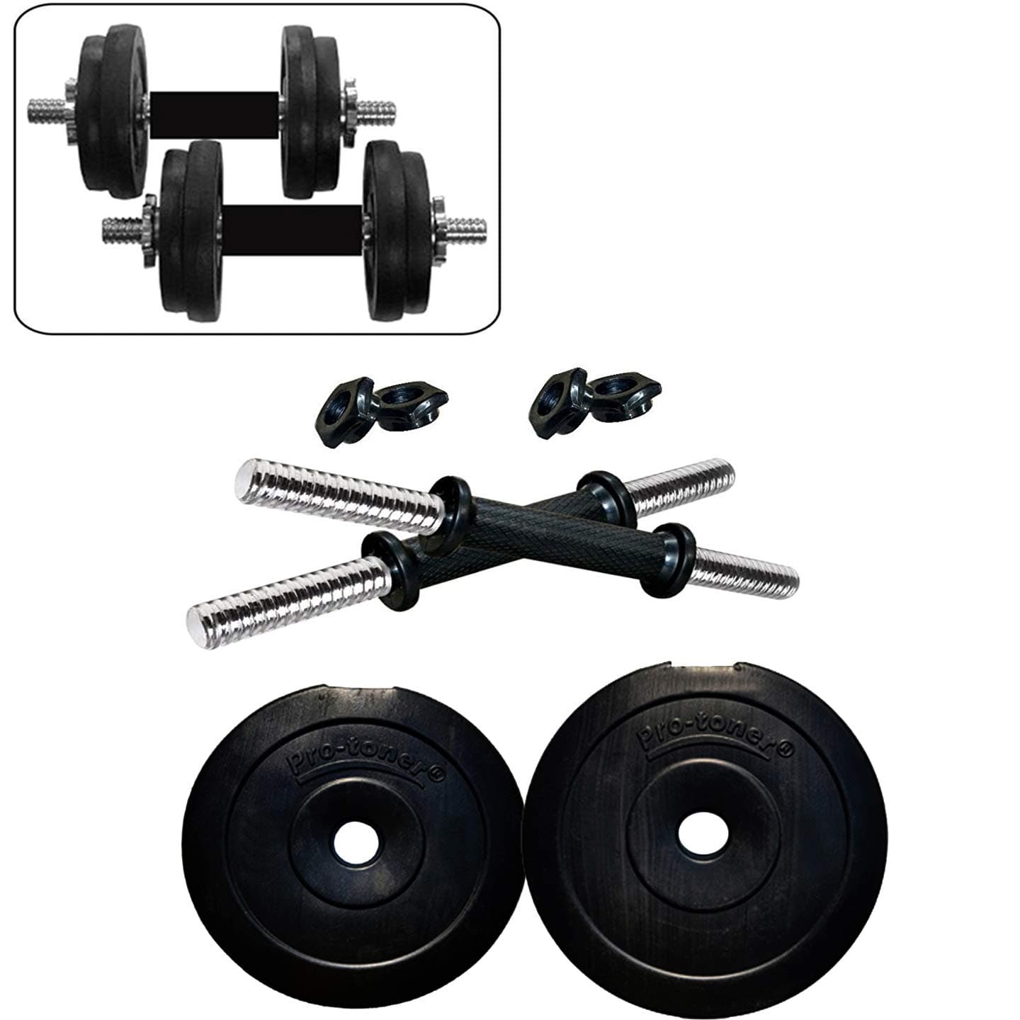Protoner 18 Kg PVC Dumbells Sets, PVC Plates + Dumbells Rods