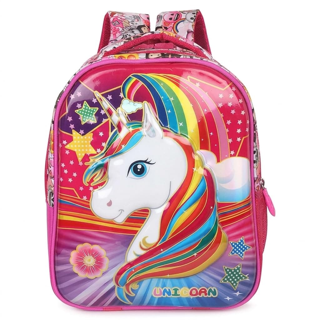 Stylbase 15 Inch 3D Cartoon School Bag for Boys & Girls | Waterproof Lightweight Polyester Kids Backpack with Bottle Pocket | Ideal School Bags for Kids Nursery, LKGClass (3-5 Years)