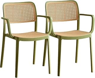 INNOWIN Mirra Chair for Cafeteria | Arm Chair | Accent Chair for Living Room Home, Bedroom, Cafe and Hotels | 3- Year Warranty | Set of 2 | Plastic | Green