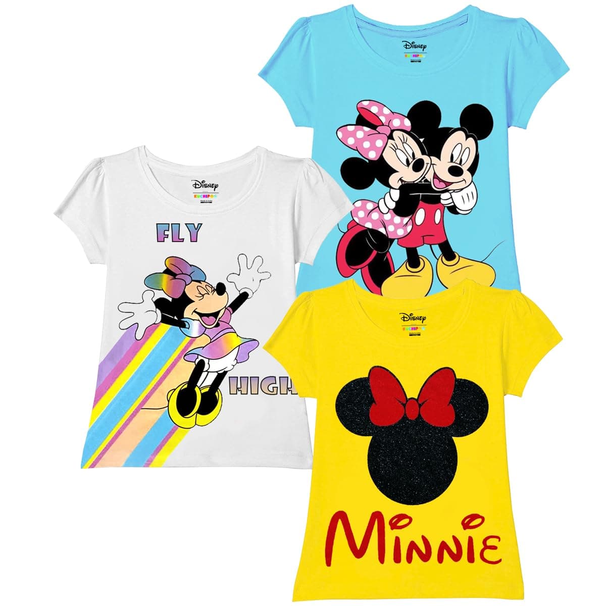 Kuchipoo Girls Regular Fit Cotton T-Shirts (© Disney-TSHRT-379, 12-18 Months, Multi-Colored)