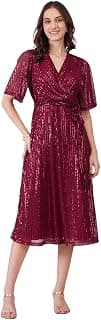 FableStreet Sequin Wrap Dress - Maroon