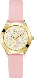 GUESS Silicone Champagne Dial Women Analog Watch - Gw0381L2, Pink Band
