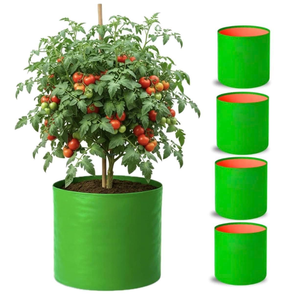 DIYAGREEN Grow Bag 12x12 inch, Premium HDPE 225 GSM for Terrace Gardening, UV Stabilized Plant Bags for Vegetables and Flowers, 4-6 Years Life (12x12, Pack of 5)
