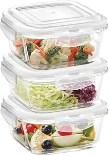 Borosil Klip n Store (800 ml x 3) Square Glass Food Storage Container Set with Air Tight Lid | Borosilicate Glass Container for Lunchbox | Microwave & Dishwasher Safe | Transparent