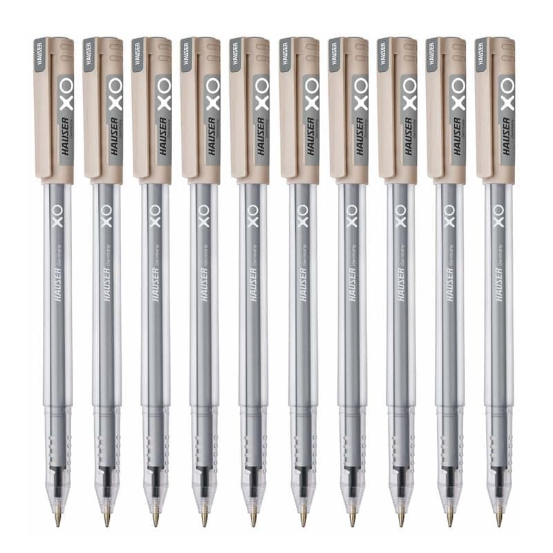 Hauser XO Jumbo Ball Pen | Fine Tip With Smooth Ink Flow System | Comfortable Grip With Smudge Free Writing | Sturdy & Refillable Pen | Black Ink, Pack Of 10
