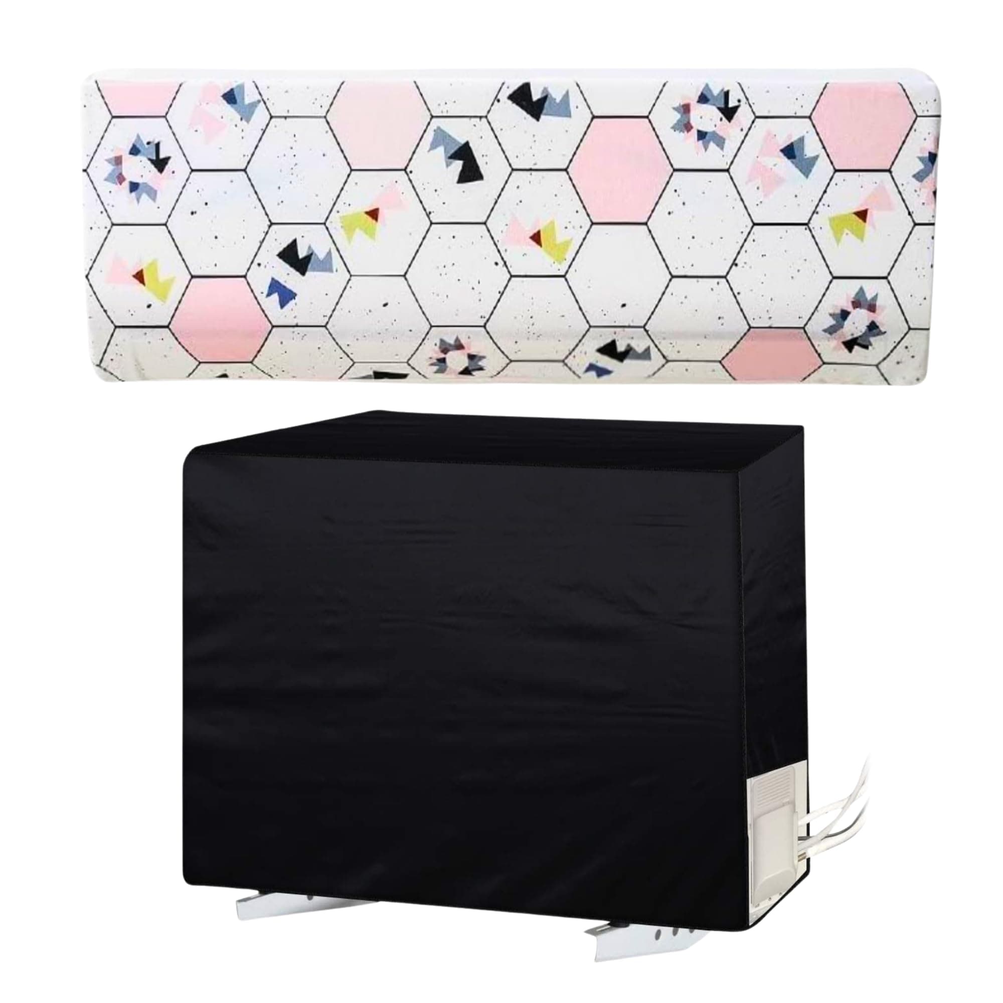 Da Anushi Printed Split 1.5 Ton AC Cover Set - Indoor & Outdoor Protection, All Weather Cover/Attractive Digital Prints/Dustproof/Silken water-resistant Split Ac Cover (Hexagon)