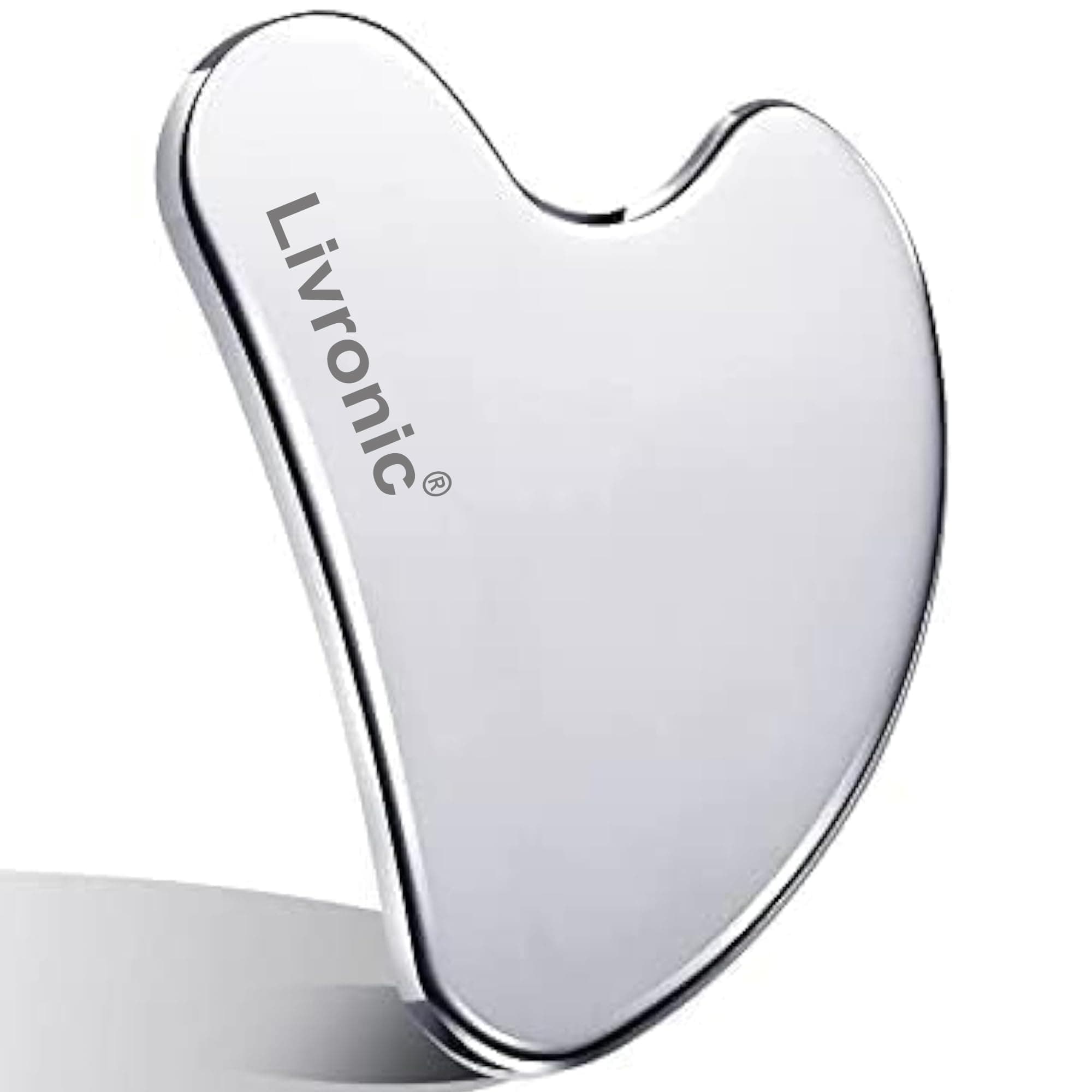 Livronic® Premium SS Gua Sha Tool For Face | 100% 304 Stainless Steel Gua Sha | Facial Tools Metal Gua Sha | Tighten Skin Care Tools | Beauty Tool For Body Eyes Neck Massager Lymphatic Drainage, Sculpting & Neck Massage (130 GM)