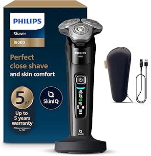 PHILIPS Electric Shaver For Men | Wet & Dry | SkinIQ Technology | Triple Action Lift & Cut | 360° Precision Flexing Head | Integrated Precision Trimmer | App Connected | 5 Year Warranty | X9000, Black