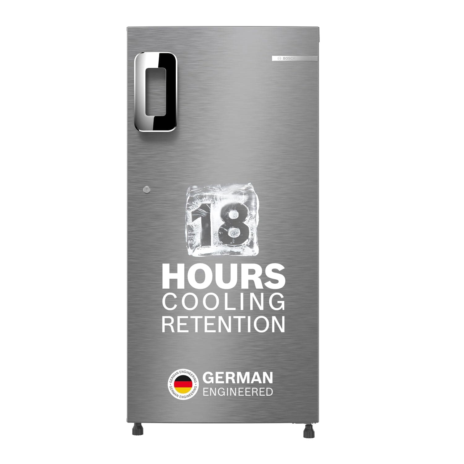 Bosch 226 L, 4 Star, Single Door Refrigerator with Industry's largest vegetable box & largest Beverage space (CST22S24NI, Fine Steel) | 18 Hour Cooling Retention during powercut, 2.5x Faster Cooling