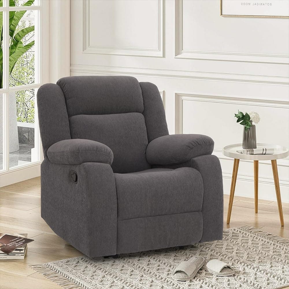 Duroflex Avalon - Single Seater Premium Fabric Recliner Sofa | 3 Recline Modes | Soft Cushioning | 3 Years Warranty | Durable Wooden Frame | Superior Back Support - Grey