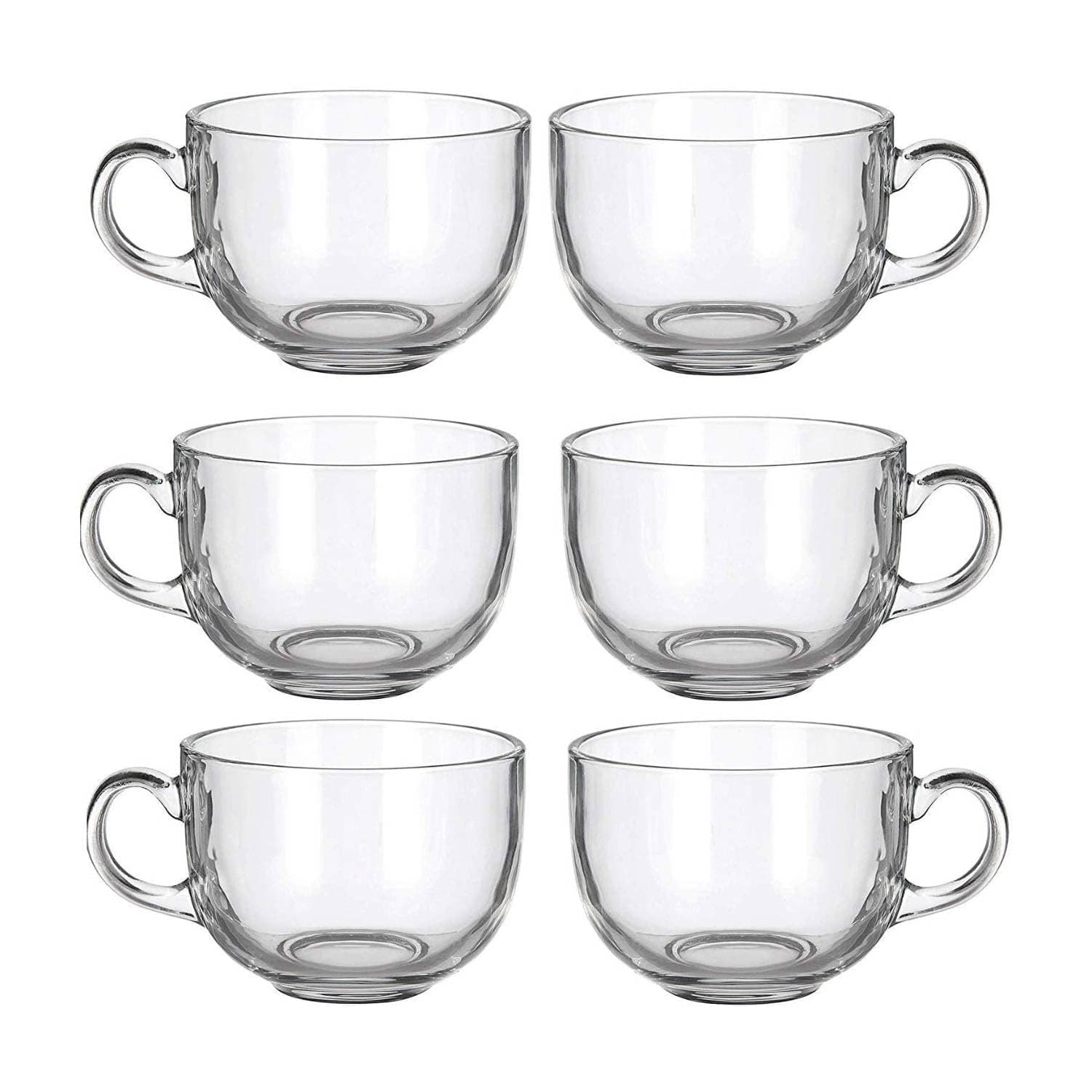 MORDERA 150ml Glass Tea Coffee Cups Set of 6 | Transparent Round Glass Cups with Handle | Small Chai Cups for Tea, Coffee, Milk | Durable Heat Resistant Glassware for Home & Kitchen
