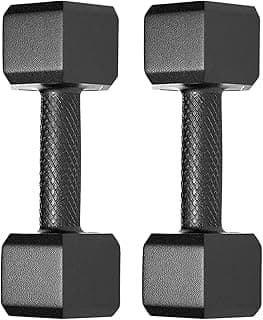 ARTINO 5Kg Pair Hex PVC Dumbbells Set For Home Gym, Exercise & Fitness Dumbbell Fixed Weight Dumbbell (5kg X 2Pc) (BLACK)