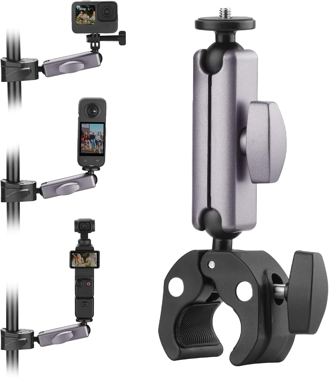 yantralay 360° Rotatable Camera Bike Mount Clamp Motorcycle Handlebar Pole Aluminium Mount for Insta360 X5/X4/X3, Ace Pro/Pro2, Hero13/12/11/10/9,Osmo Action 5 Pro/4/3,Action Camera Accessories